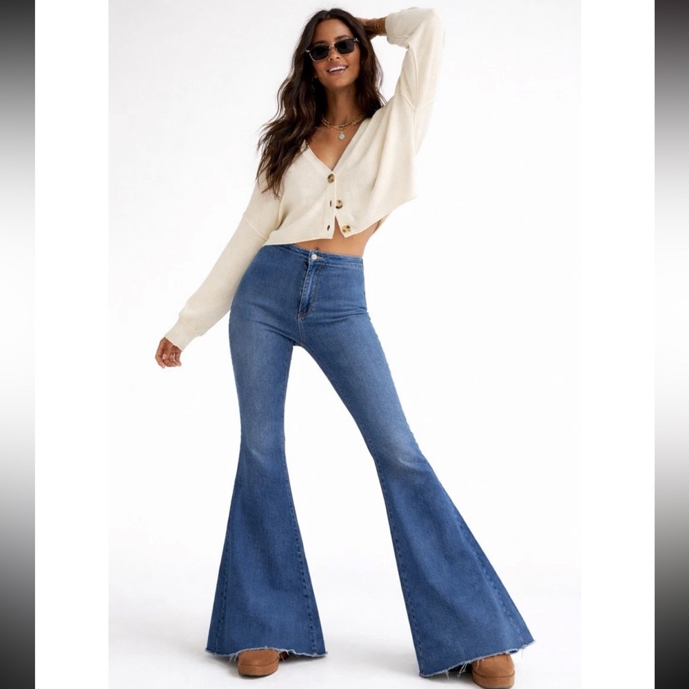 Free People We The Free Just Float On Flare Jeans 26 High Rise Bell Bottom